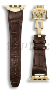 Ремешок Golden Concept для Apple Watch, Alligator Leather (Brown/Desert Gold)