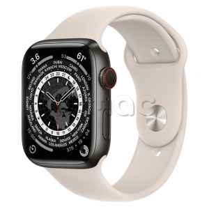 Купить Apple Watch Series 7 // 45мм GPS + Cellular // Корпус из титана цвета «черный космос», спортивный ремешок цвета «сияющая звезда»