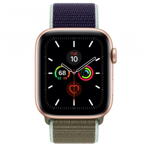 Купить Apple Watch Series 5 // 44мм GPS // Корпус из алюминия золотого цвета, спортивный браслет цвета «лесной хаки»
