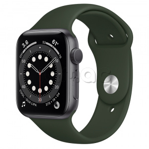 Купить Apple Watch Series 6 // 44мм GPS // Корпус из алюминия цвета «серый космос», спортивный ремешок цвета «Кипрский зелёный»