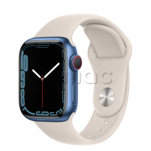 Купить Apple Watch Series 7 // 41мм GPS + Cellular // Корпус из алюминия синего цвета, спортивный ремешок цвета «сияющая звезда»