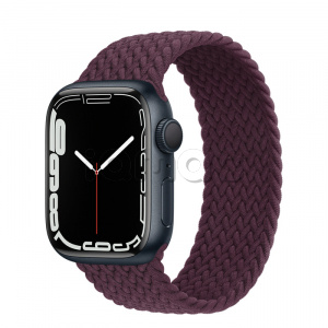 Купить Apple Watch Series 7 // 41мм GPS // Корпус из алюминия цвета «тёмная ночь», плетёный монобраслет цвета «тёмная вишня»