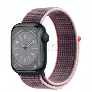 Купить Apple Watch Series 8 // 41мм GPS // Корпус из алюминия цвета "темная ночь", спортивный браслет цвета "бузина"