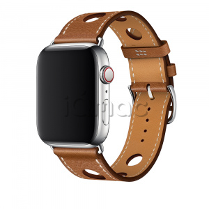 40/44 мм ремешок Manchette из кожи Barenia цвета Fauve с двойной пряжкой для Apple Watch Hermès