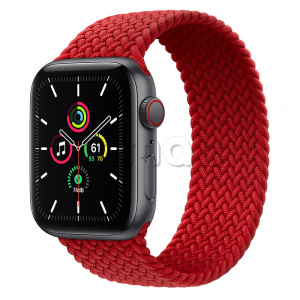 Купить Apple Watch SE // 44мм GPS + Cellular // Корпус из алюминия цвета «серый космос», плетёный монобраслет цвета PRODUCT(RED) (2020)
