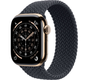 Apple Watch Series 11 // 42мм GPS+Cellular // Корпус из титана золотого цвета, плетеный монобраслет цвета "полуночный"