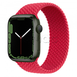 Купить Apple Watch Series 7 // 45мм GPS // Корпус из алюминия зеленого цвета, плетёный монобраслет цвета (PRODUCT)RED