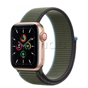 Купить Apple Watch SE // 40мм GPS + Cellular // Корпус из алюминия золотого цвета, cпортивный браслет цвета «Зелёные холмы» (2020)