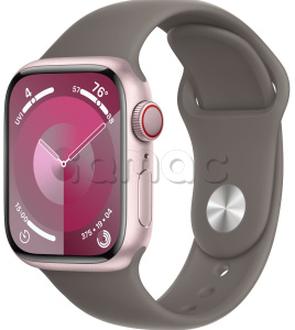 Купить Apple Watch Series 9 // 45мм GPS+Cellular // Корпус из алюминия розового цвета, спортивный ремешок цвета "глина"