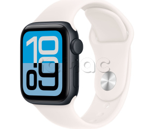 Купить Apple Watch SE 3 // 40мм GPS // Корпус из алюминия цвета "полуночный", спортивный ремешок цвета "светлые румяна" (2025)