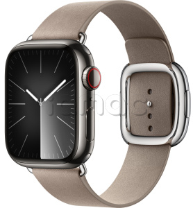 Купить Apple Watch Series 9 // 41мм GPS+Cellular // Корпус из нержавеющей стали графитового цвета, ремешок каменного цвета с современной пряжкой (Modern Buckle), размер ремешка М