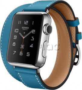 Купить Apple Watch Hermes Double Tour 38 мм из нержавеющей стали, кожаный ремешок цвета Bleu Jean