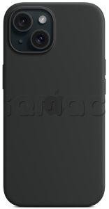 Силиконовый чехол MagSafe для iPhone 15 Plus, черный цвет