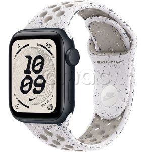 Купить Apple Watch SE 3 // 44мм GPS // Корпус из алюминия цвета "полуночный", спортивный ремешок Nike цвета "завуалированный серый" (2025)