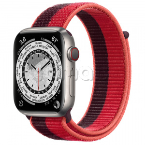 Купить Apple Watch Series 7 // 45мм GPS + Cellular // Корпус из титана, спортивный браслет цвета (PRODUCT)RED