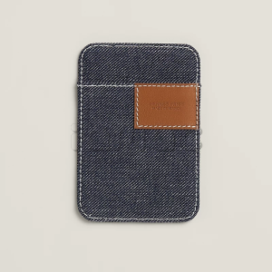 Чехол-бумажник Hermès "Jean patch" с MagSafe для iPhone, цвет Bleu Indigo/ Индиго