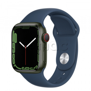 Купить Apple Watch Series 7 // 41мм GPS + Cellular // Корпус из алюминия зеленого цвета, спортивный ремешок цвета «синий омут»
