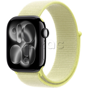 Купить Apple Watch Series 11 // 46мм GPS // Черный глянцевый корпус из алюминия, спортивный браслет цвета "неоновый желтый"