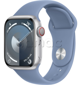 Купить Apple Watch Series 9 // 41мм GPS+Cellular // Корпус из алюминия серебристого цвета, спортивный ремешок цвета "синяя зима"