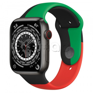 Купить Apple Watch Series 7 // 45мм GPS + Cellular // Корпус из титана цвета «черный космос», спортивный ремешок цвета «Black Unity»