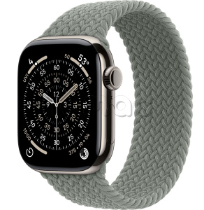 Купить Apple Watch Series 11 // 46мм GPS+Cellular // Корпус из титана нейтрального цвета, плетеный монобраслет серо-зеленого цвета