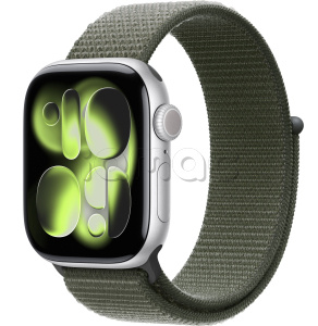 Купить Apple Watch Series 11 // 46мм GPS // Корпус из алюминия серебристого цвета, спортивный браслет цвета "зеленый лес"