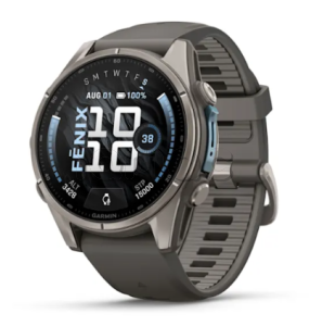 Купить Мультиспортивные часы Garmin Fenix 9 (43mm), титановый корпус, серый силиконовый ремешок  (Pebble Gray)