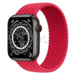 Купить Apple Watch Series 7 // 45мм GPS + Cellular // Корпус из титана цвета «черный космос», плетёный монобраслет цвета (PRODUCT)RED
