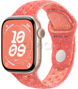 Купить Apple Watch Series 10 // 46мм GPS // Корпус из алюминия цвета "розовое золото", спортивный ремешок Nike цвета "Волшебный уголек"
