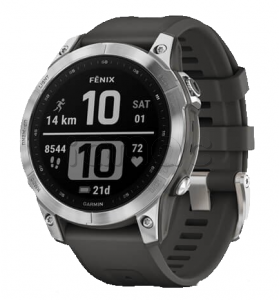 Купить Мультиспортивные часы Garmin Fenix 7 (47mm) стальной серебристый корпус, графитовый силиконовый ремешок