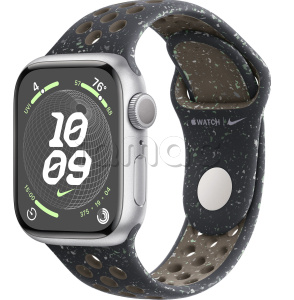 Купить Apple Watch Series 9 // 41мм GPS // Корпус из алюминия серебристого цвета, спортивный ремешок Nike цвета "полуночное небо"