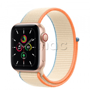 Купить Apple Watch SE // 40мм GPS + Cellular // Корпус из алюминия золотого цвета, cпортивный браслет кремового цвета (2020)