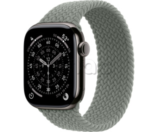 Купить Apple Watch Series 11 // 42мм GPS+Cellular // Корпус из титана сланцевого цвета, плетеный монобраслет серо-зеленого цвета
