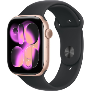 Apple Watch Series 11 // 46мм GPS // Корпус из алюминия цвета "розовое золото", спортивный ремешок черного цвета