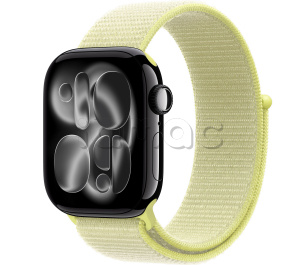 Купить Apple Watch Series 11 // 42мм GPS // Черный глянцевый корпус из алюминия, спортивный браслет цвета "неоновый желтый"