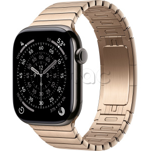 Купить Apple Watch Series 11 // 46мм GPS+Cellular // Корпус из титана сланцевого цвета, блочный браслет золотого цвета
