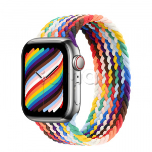 Купить Apple Watch Series 8 // 41мм GPS + Cellular // Корпус из нержавеющей стали серебристого цвета, плетёный монобраслет цвета Pride Edition