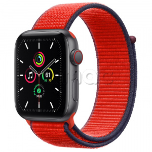 Купить Apple Watch SE // 44мм GPS + Cellular // Корпус из алюминия цвета «серый космос», cпортивный браслет цвета (PRODUCT)RED (2020)
