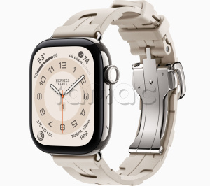 Купить Apple Watch Hermès Series 12 // 42мм GPS+Cellular // Корпус из титана серебристого цвета, ремешок Kilim Single Tour цвета Béton