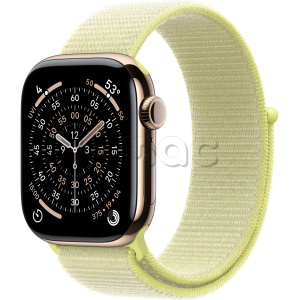 Купить Apple Watch Series 11 // 46мм GPS+Cellular // Корпус из титана золотого цвета, спортивный браслет цвета "неоновый желтый"