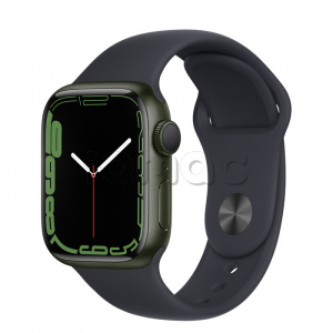 Купить Apple Watch Series 7 // 41мм GPS // Корпус из алюминия зеленого цвета, спортивный ремешок цвета «тёмная ночь»