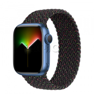 Купить Apple Watch Series 7 // 41мм GPS // Корпус из алюминия синего цвета, плетёный монобраслет цвета «Black Unity»