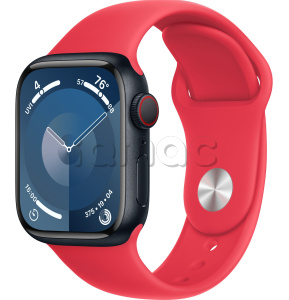 Купить Apple Watch Series 9 // 41мм GPS+Cellular // Корпус из алюминия цвета "темная ночь", спортивный ремешок цвета (PRODUCT)RED