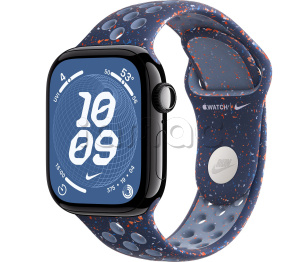 Купить Apple Watch Series 11 // 42мм GPS // Черный глянцевый корпус из алюминия, спортивный ремешок Nike цвета "синяя лента"