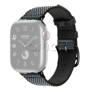 41мм Ремешок Hermès Toile H Single (Simple) Tour цвета Denim/Noir для Apple Watch