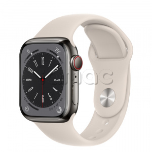 Купить Apple Watch Series 8 // 41мм GPS + Cellular // Корпус из нержавеющей стали графитового цвета, спортивный ремешок цвета "сияющая звезда"