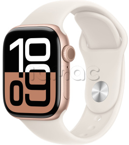 Купить Apple Watch Series 10 // 46мм GPS // Корпус из алюминия цвета "розовое золото", спортивный ремешок цвета "сияющая звезда"