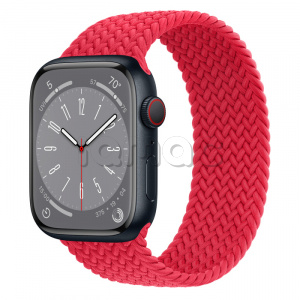Купить Apple Watch Series 8 // 45мм GPS + Cellular // Корпус из алюминия цвета "темная ночь", плетёный монобраслет цвета (PRODUCT)RED