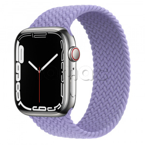 Купить Apple Watch Series 7 // 45мм GPS + Cellular // Корпус из нержавеющей стали серебристого цвета, плетёный монобраслет цвета «английская лаванда»
