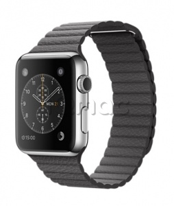 Купить Apple Watch 42 мм, нержавеющая сталь, кожаный ремешок цвета «грозовое небо»